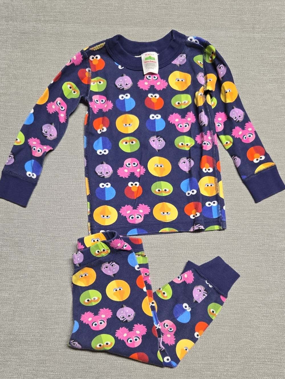 Sesame Street Pajama Set with Multicolor Character Dots